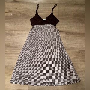 Urban Behavior Chocolate and Striped Midi Dress